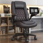 Big and Tall Office Chair 400LBS PU Desk Chair with Rubber Wheel for Home Office